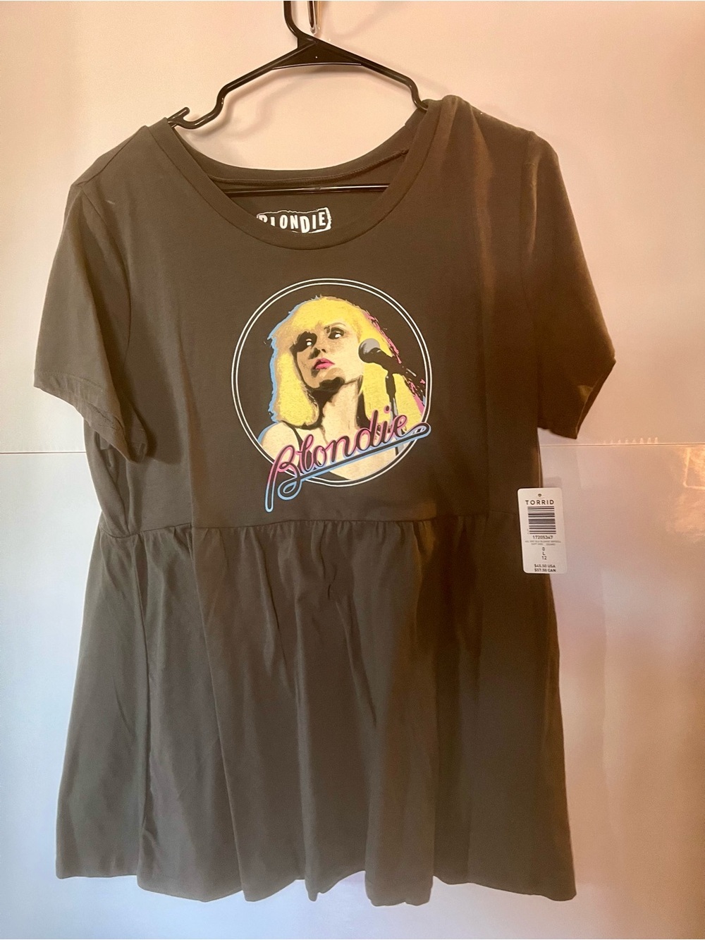 torrid Olive Blondie Graphic Peplum Tee with Yellow Accent